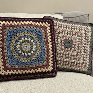 Crochet Covered Decorative Large Square Pillows